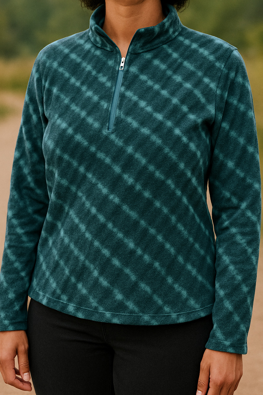 Eddie Bauer Quarter Zip Fleece Blue Tie Dye XL